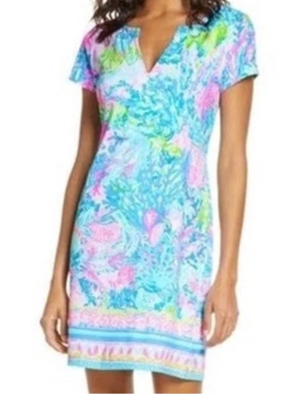 Lilly Pulitzer Sophiletta UPF 50 Blue Dress Multi Fished Print XS